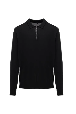 Cashmere & Alligator Long Sleeve Polo Black for men