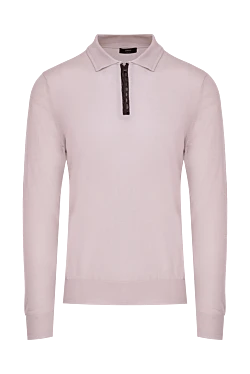 Long sleeve cashmere and alligator polo for men, pink