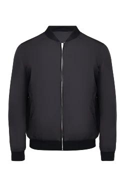 Jacket made of polyester, genuine leather and polyamide black for men