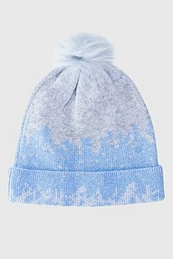 Blue wool and cashmere cap for women