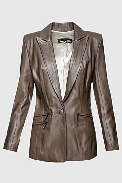 Women's brown leather jacket