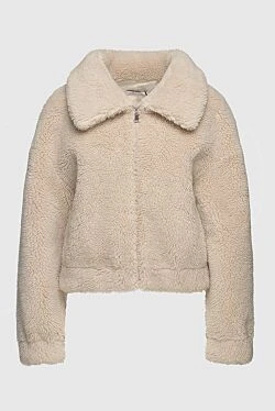 Women's beige wool and acrylic jacket