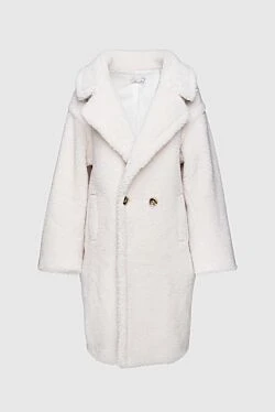 Women's white fur coat made of wool and acrylic