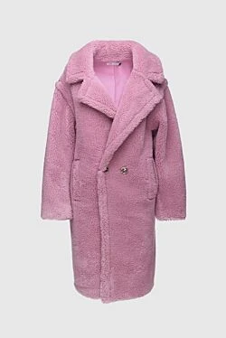 Women's pink fur coat made of wool and acrylic