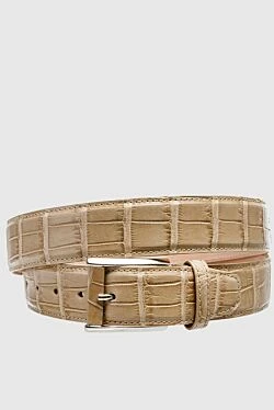 Crocodile leather belt yellow for men