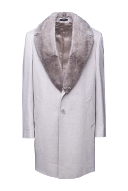 White cashmere and mink coat for men