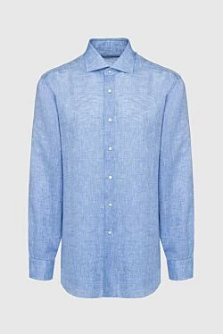 Men's blue linen shirt