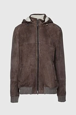 Men's sheepskin coat made of nubuck and fur brown