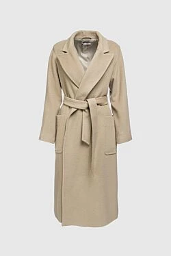 Women's beige angora and wool coat