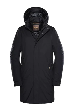 Men's down jacket made of polyester and polyurethane black