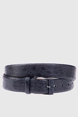 Crocodile leather belt blue for men