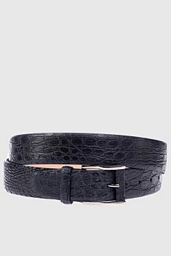 Crocodile leather belt blue for men