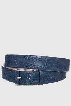 Crocodile leather belt blue for men