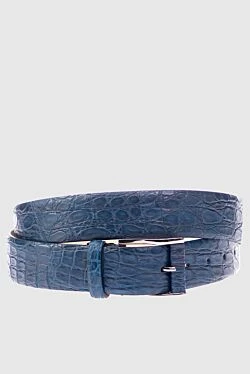 Crocodile leather belt blue for men