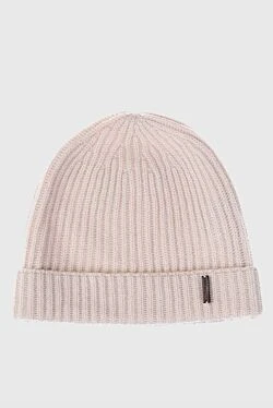 Beige cashmere hat for men