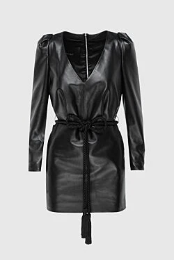 Black leather dress for women