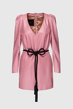 Pink leather dress for women