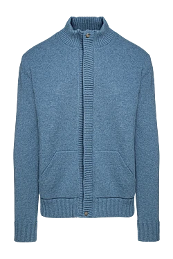 Blue men's wool cardigan