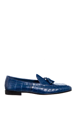 Blue crocodile leather loafers for men