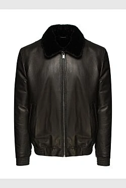 Black leather jacket for men