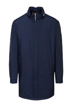 Куртка синяя удлиненная на молнии с воротником-стойкой мужская