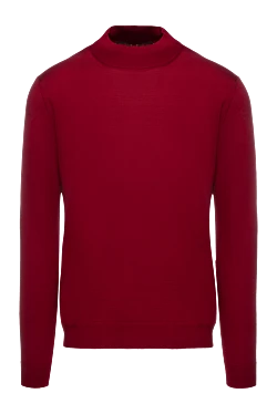 Burgundy wool turtleneck jumper for men