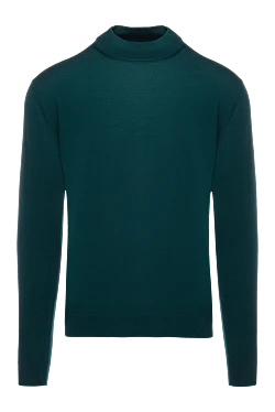 Green wool turtleneck jumper for men