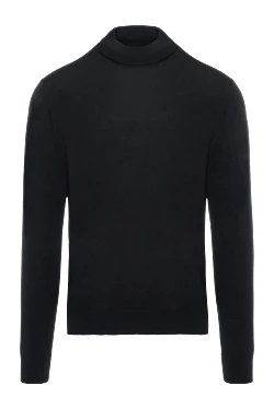 Black wool turtleneck jumper for men