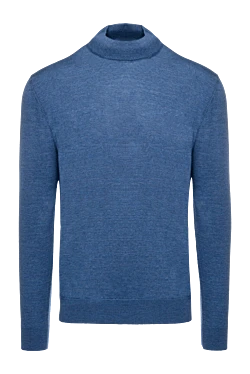 Blue wool turtleneck jumper for men