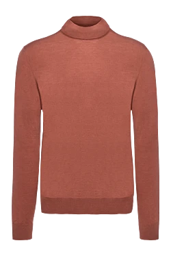 Brown wool turtleneck jumper for men