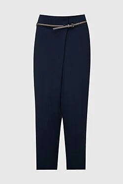 Black polyester trousers for women