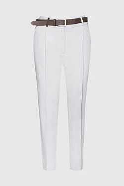 White viscose trousers for women