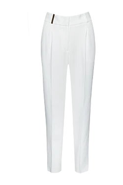 White viscose trousers for women