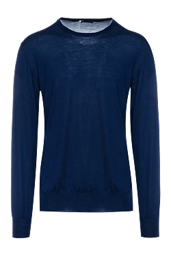 Cashmere and silk jumper blue for men