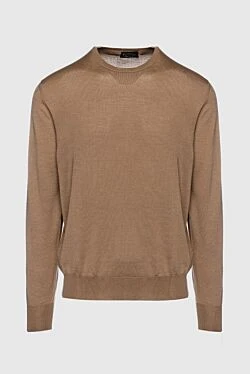 Cashmere, silk and wool jumper beige for men