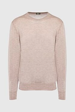 Cashmere, silk and wool jumper beige for men