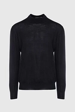 Men's jumper with a high stand-up collar made of cashmere, wool and silk black