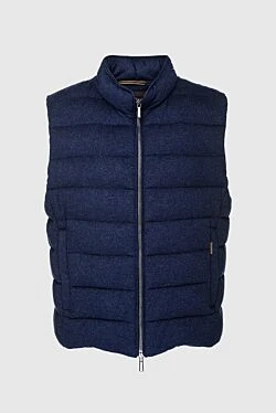 Cashmere and down vest blue for men