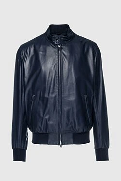 Blue leather jacket for men