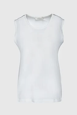 White acetate and silk top for women