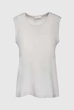 White acetate and silk top for women