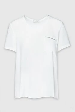 White acetate and silk T-shirt for women