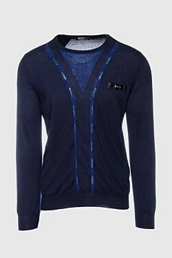 Cashmere and silk jumper blue for men