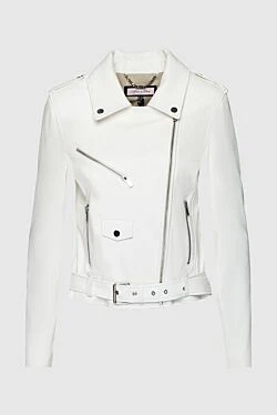 Women's white genuine leather jacket