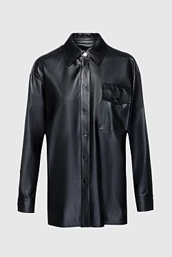 Black leather shirt for women