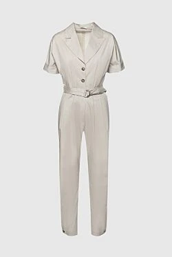 Beige women's cotton and elastane jumpsuit