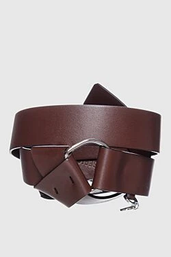 Brown leather belt for women