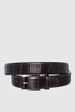 Brown crocodile leather belt for men