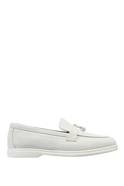 White suede loafers for women