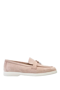 Pink suede loafers for women